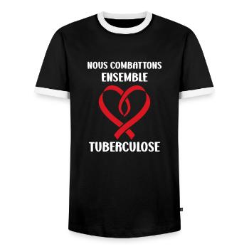 Sensibilisation à la tuberculose - T-shirt contrasté Homme - noir/blanc - Devant - AI Model Female 172 light (172cm) & AI Model Male 178 light (178cm)