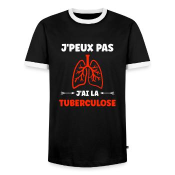 Sensibilisation à la tuberculose - T-shirt contrasté Homme - noir/blanc - Devant - AI Model Female 172 light (172cm) & AI Model Male 178 light (178cm)