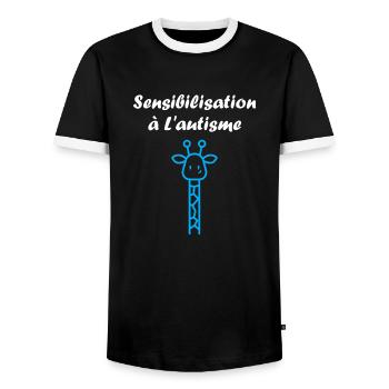 sensibilisation à l'autisme autiste - T-shirt contrasté Homme - noir/blanc - Devant - AI Model Female 172 light (172cm) & AI Model Male 178 light (178cm)
