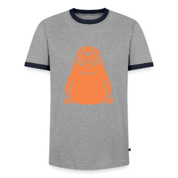 Walrus - Men's Ringer Shirt - grey/navy  - Front - AI Model Female 172 light (172cm) & AI Model Male 178 light (178cm)