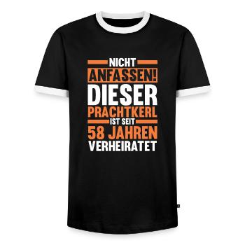 Marriage Angel Wedding 58 Years Married Wedding - Men's Ringer Shirt - black/white - Front - AI Model Female 172 light (172cm) & AI Model Male 178 light (178cm)