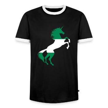 Licorne Nigeria Drapeau Chemise Licorne Magique Nigeria - T-shirt contrasté Homme - noir/blanc - Devant - AI Model Female 172 light (172cm) & AI Model Male 178 light (178cm)