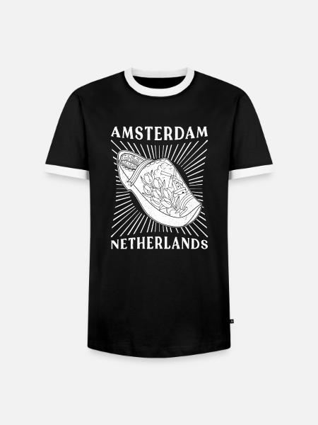 Klompendansen Amsterdam Holzschuhe Holland - Männer Kontrast-T-Shirt - Schwarz/Weiß
