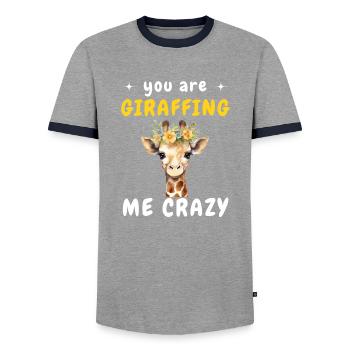 Giraffe Du Giraffing Mich VERRÜCKT - Männer Kontrast-T-Shirt - Grau/Navy  - Vorne - AI Model Female 172 light (172cm) & AI Model Male 178 light (178cm)
