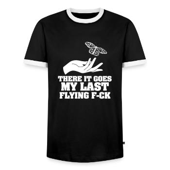 There It Goes My Last Flying F - Men's Ringer Shirt - black/white - Front - AI Model Female 172 light (172cm) & AI Model Male 178 light (178cm)