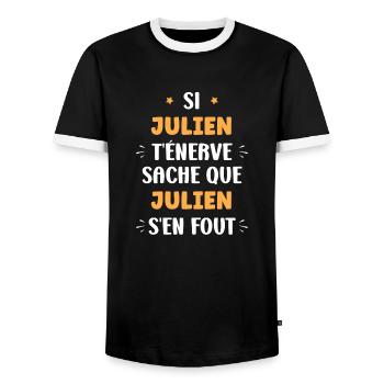 Julien - T-shirt contrasté Homme - noir/blanc - Devant - AI Model Female 172 light (172cm) & AI Model Male 178 light (178cm)