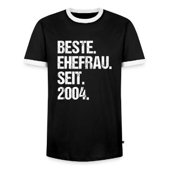 Valentine's Day Best Wife Since 2004 - Men's Ringer Shirt - black/white - Front - AI Model Female 172 light (172cm) & AI Model Male 178 light (178cm)