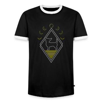 Chihuahua Abstract Moon Phases - Men's Ringer Shirt - black/white - Front - AI Model Female 172 light (172cm) & AI Model Male 178 light (178cm)