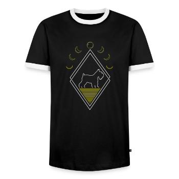 Schnauzer Abstract Moon Phases - Men's Ringer Shirt - black/white - Front - AI Model Female 172 light (172cm) & AI Model Male 178 light (178cm)