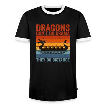 Les dragons ne font pas de drame, ils font de la distance - T-shirt contrasté Homme - noir/blanc - Devant - AI Model Female 172 light (172cm) & AI Model Male 178 light (178cm)