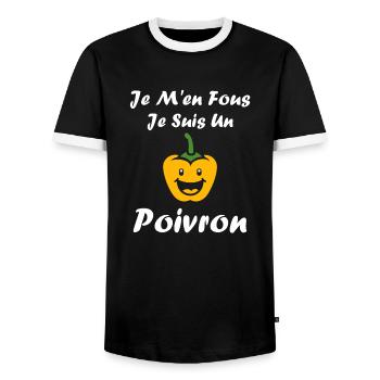 Humour poivron - T-shirt contrasté Homme - noir/blanc - Devant - AI Model Female 172 light (172cm) & AI Model Male 178 light (178cm)