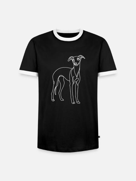 Strichzeichnung Italienisch Windhund Italienisch - Männer Kontrast-T-Shirt - Schwarz/Weiß