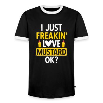 Senf Mustard - Männer Kontrast-T-Shirt - Schwarz/Weiß - Vorne - AI Model Female 172 light (172cm) & AI Model Male 178 light (178cm)
