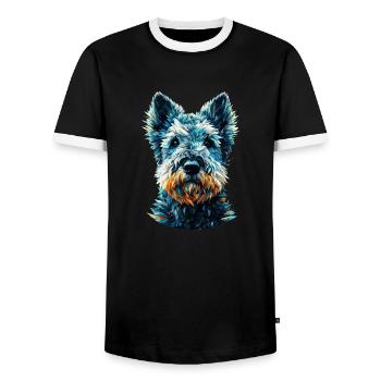 Polygon Art Kerry Blue Terrier Terriers - Männer Kontrast-T-Shirt - Schwarz/Weiß - Vorne - AI Model Female 172 light (172cm) & AI Model Male 178 light (178cm)