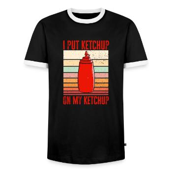 Ketchup Tomatenketchup - Männer Kontrast-T-Shirt - Schwarz/Weiß - Vorne - AI Model Female 172 light (172cm) & AI Model Male 178 light (178cm)