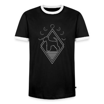 Schnauzer Dog Moon Phases - Men's Ringer Shirt - black/white - Front - AI Model Female 172 light (172cm) & AI Model Male 178 light (178cm)