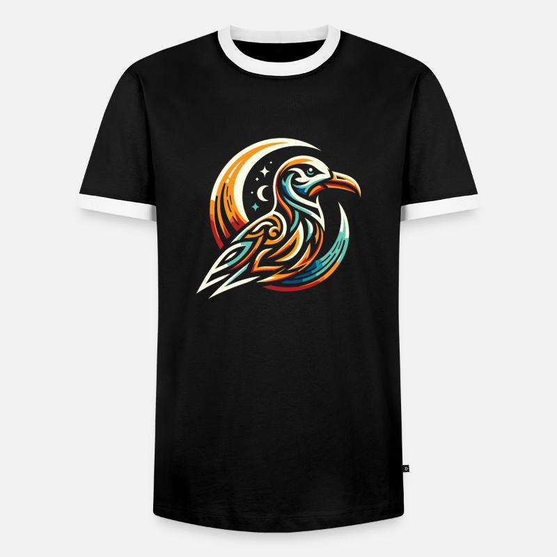 Möwe Moon Phases - Männer Kontrast-T-Shirt - Schwarz/Weiß