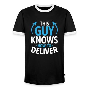 Lieferant Paket Lieferung - Männer Kontrast-T-Shirt - Schwarz/Weiß - Vorne - AI Model Female 172 light (172cm) & AI Model Male 178 light (178cm)
