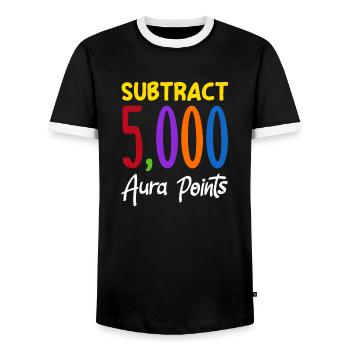 Substract 5,000 Aura Points Trendy Viral - Men's Ringer Shirt - black/white - Front - AI Model Female 172 light (172cm) & AI Model Male 178 light (178cm)