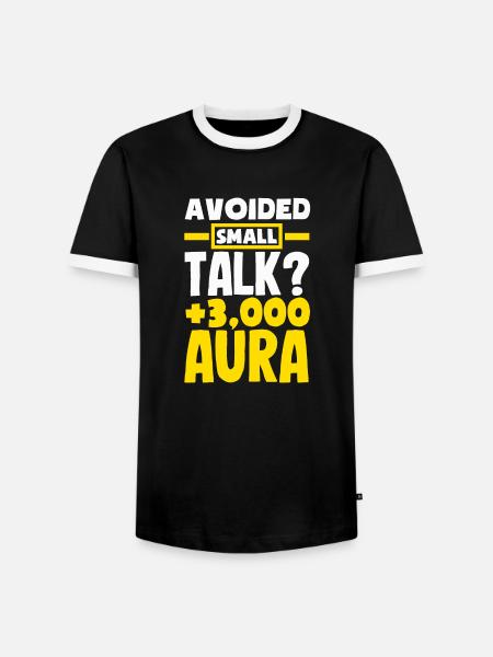 Avoided Small Talk? +3000 Aura - Men's Ringer Shirt - black/white