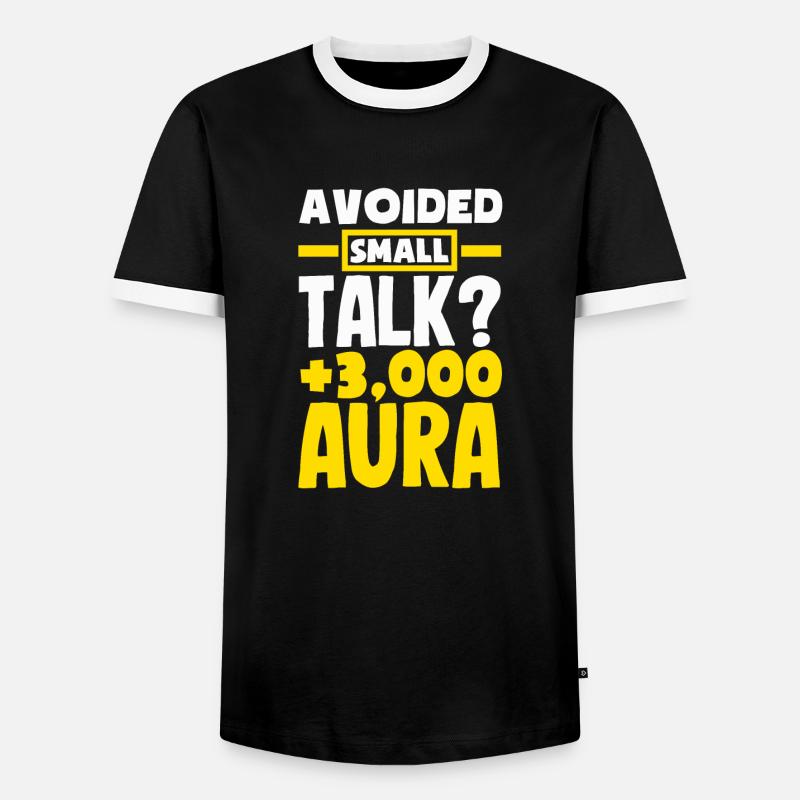 Avoided Small Talk? +3000 Aura - Männer Kontrast-T-Shirt - Schwarz/Weiß