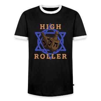 Dreidel Dreydl Israel Chanukka Jude Feiertag - Männer Kontrast-T-Shirt - Schwarz/Weiß - Vorne - AI Model Female 172 light (172cm) & AI Model Male 178 light (178cm)