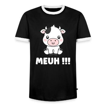 vache - T-shirt contrasté Homme - noir/blanc - Devant - AI Model Female 172 light (172cm) & AI Model Male 178 light (178cm)