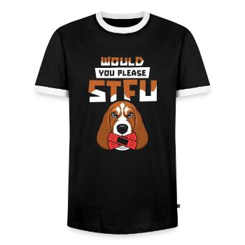 Bassett Dog tais-toi S’il te plaît Tais-toi - T-shirt contrasté Homme - noir/blanc - Devant - AI Model Female 172 light (172cm) & AI Model Male 178 light (178cm)