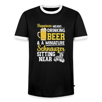 Miniature Schnauzer Dog Schnauzer - Men's Ringer Shirt - black/white - Front - AI Model Female 172 light (172cm) & AI Model Male 178 light (178cm)