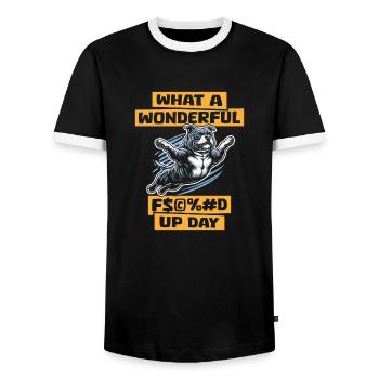 American Bully Fucked Up Day - T-shirt contrasté Homme - noir/blanc - Devant - AI Model Female 172 light (172cm) & AI Model Male 178 light (178cm)