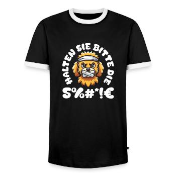 Golden Doodle S’il vous plaît taisez-vous - T-shirt contrasté Homme - noir/blanc - Devant - AI Model Female 172 light (172cm) & AI Model Male 178 light (178cm)