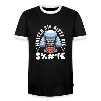 Pudel Halten Sie Bitte Die Fresse - Männer Kontrast-T-Shirt - Schwarz/Weiß - Vorne - AI Model Female 172 light (172cm) & AI Model Male 178 light (178cm)
