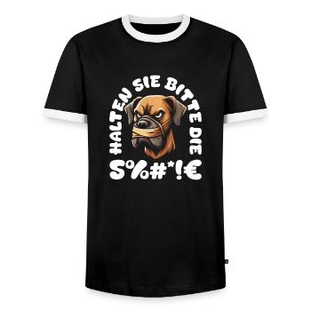 Grand Danois, s’il vous plaît, taisez-vous - T-shirt contrasté Homme - noir/blanc - Devant - AI Model Female 172 light (172cm) & AI Model Male 178 light (178cm)