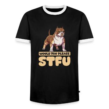 American Bully tais-toi s’il vous plaît Tais-toi - T-shirt contrasté Homme - noir/blanc - Devant - AI Model Female 172 light (172cm) & AI Model Male 178 light (178cm)