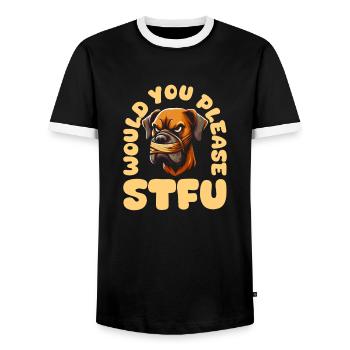 Grand Danois, taisez-vous, s’il vous plaît, taisez-vous - T-shirt contrasté Homme - noir/blanc - Devant - AI Model Female 172 light (172cm) & AI Model Male 178 light (178cm)