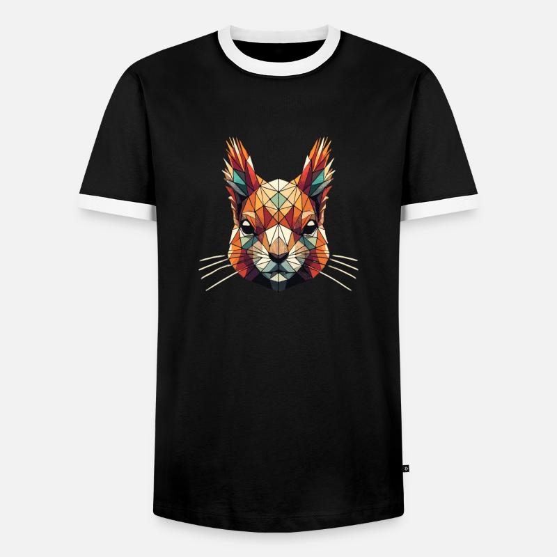 Geometric Art Red Squirrel Squirrels - Men's Ringer Shirt - black/white