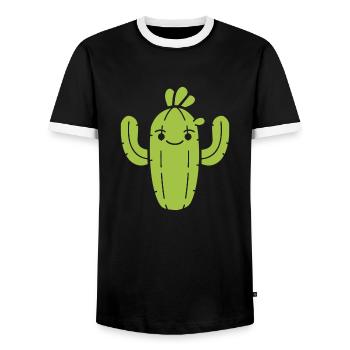 Kaktus - Männer Kontrast-T-Shirt - Schwarz/Weiß - Vorne - AI Model Female 172 light (172cm) & AI Model Male 178 light (178cm)