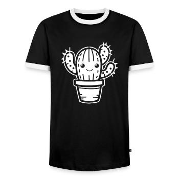 Kaktus - Männer Kontrast-T-Shirt - Schwarz/Weiß - Vorne - AI Model Female 172 light (172cm) & AI Model Male 178 light (178cm)