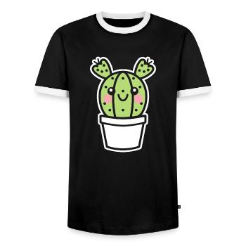 Kaktus - Männer Kontrast-T-Shirt - Schwarz/Weiß - Vorne - AI Model Female 172 light (172cm) & AI Model Male 178 light (178cm)