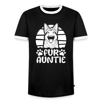 Schäferhund Hundetante Fur Auntie - Männer Kontrast-T-Shirt - Schwarz/Weiß - Vorne - AI Model Female 172 light (172cm) & AI Model Male 178 light (178cm)