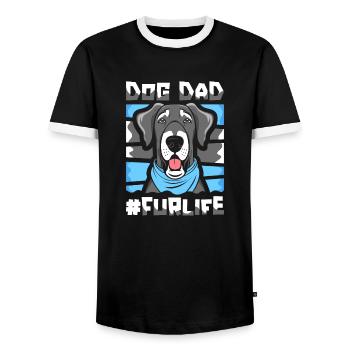 Deutsche Dogge Vater Dog Dad Fur Life - Männer Kontrast-T-Shirt - Schwarz/Weiß - Vorne - AI Model Female 172 light (172cm) & AI Model Male 178 light (178cm)