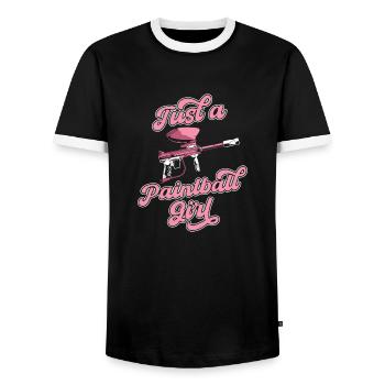 Paintball Juste une fille de paintball - T-shirt contrasté Homme - noir/blanc - Devant - AI Model Female 172 light (172cm) & AI Model Male 178 light (178cm)