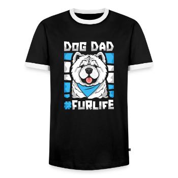 Chow Chow Vater Dog Dad Fur Life - Männer Kontrast-T-Shirt - Schwarz/Weiß - Vorne - AI Model Female 172 light (172cm) & AI Model Male 178 light (178cm)
