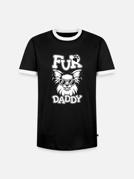 Papillon Hundepapa Fur Daddy - Männer Kontrast-T-Shirt - Schwarz/Weiß