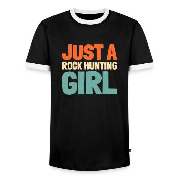 Géologue Collectionneur de pierres Juste une fille chasseuse de roches - T-shirt contrasté Homme - noir/blanc - Devant - AI Model Female 172 light (172cm) & AI Model Male 178 light (178cm)