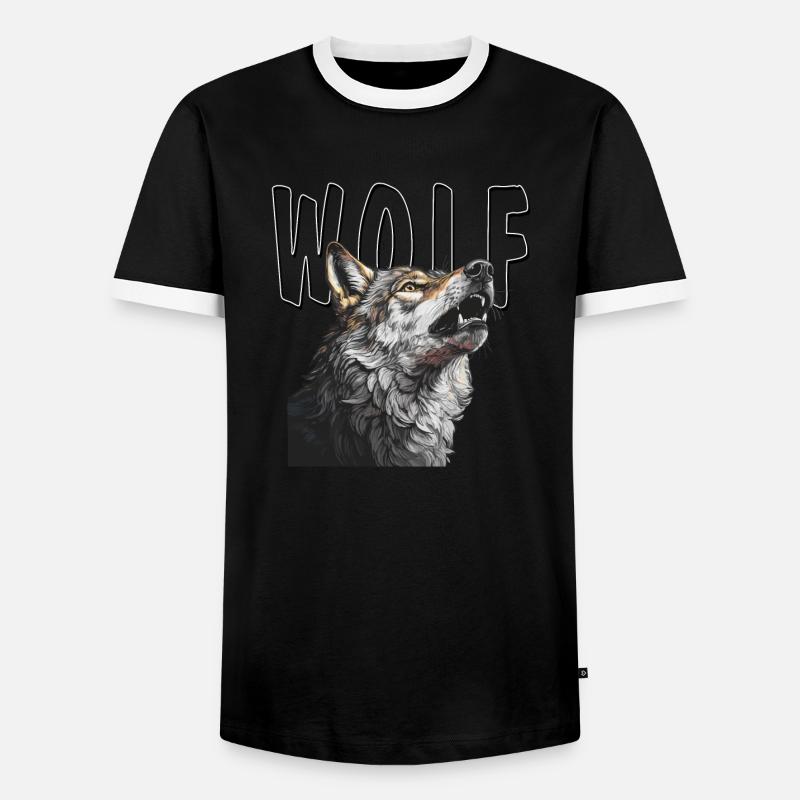 WOLF - Men's Ringer Shirt - black/white