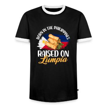 né aux Philippines, élevé avec lumpia Design - T-shirt contrasté Homme - noir/blanc - Devant - AI Model Female 172 light (172cm) & AI Model Male 178 light (178cm)