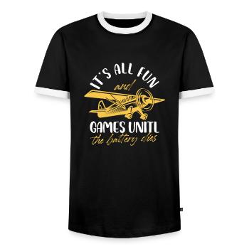Est tout le plaisir et les jeux jusqu’à ce que la batterie meurt Design - T-shirt contrasté Homme - noir/blanc - Devant - AI Model Female 172 light (172cm) & AI Model Male 178 light (178cm)