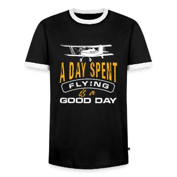 a day spent flying is a good day Design for a r c - Men's Ringer Shirt - black/white - Front - AI Model Female 172 light (172cm) & AI Model Male 178 light (178cm)