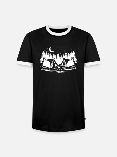 Campingzelt Lagerfeuer Camping - Männer Kontrast-T-Shirt - Schwarz/Weiß